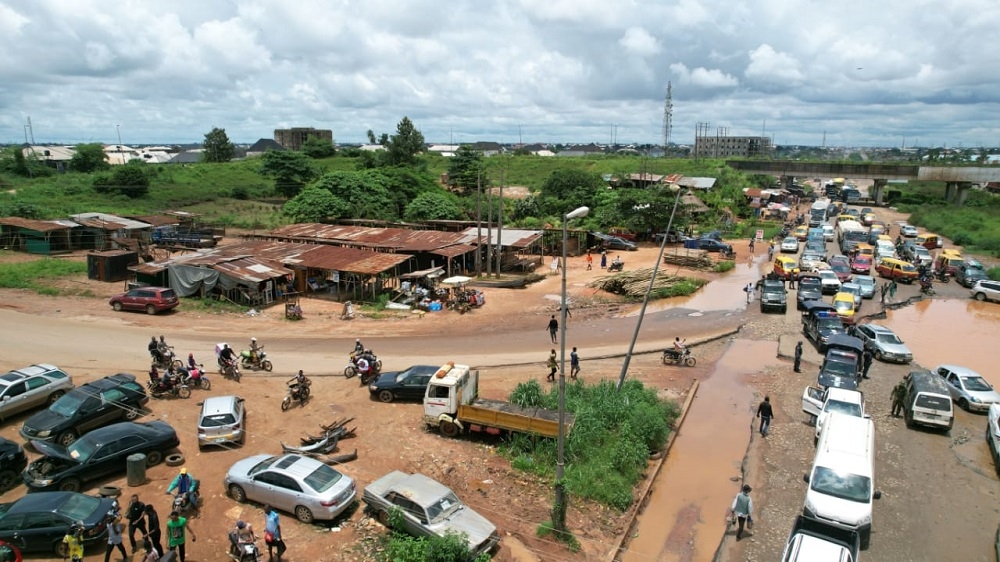 Aerial Drone Shot of the Reconstruction of Benin – Sapele – Warri Road in Edo/Delta States
