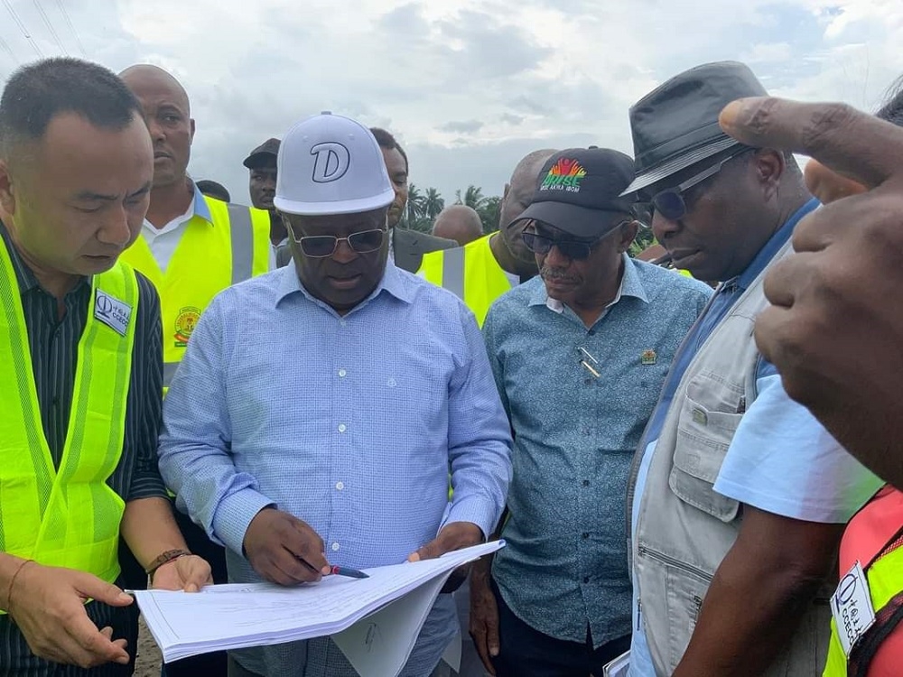 #Renewedhope…. The Honourable Minister, Federal Ministry of Works, H.E. Sen (Engr) David Nweze Umahi, CON during the inspection of the Outstanding Portion of Dualization of Odukpani-Itu(Spur Ididep) Itu-Ikot Ekpene, Road in Cross Rivers State on the 21st September, 2023