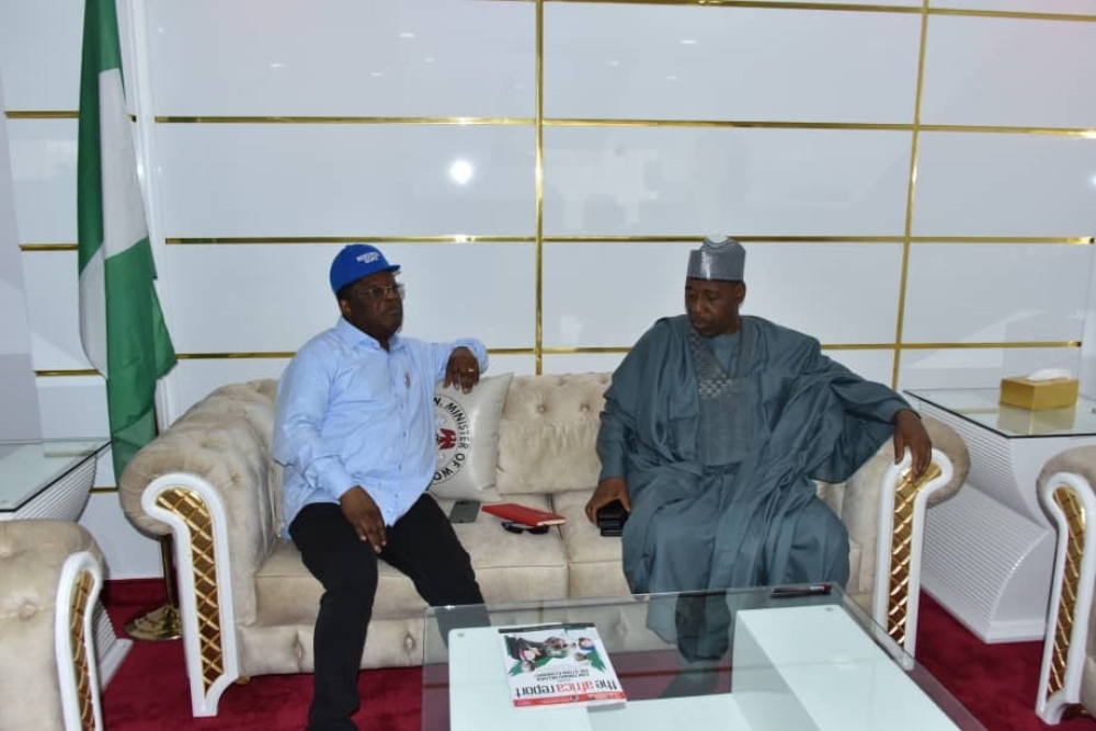 GOVERNOR  ZULUM  PAYS A COURTESY CALL TO THE HON. MINISTER OF WORKS, SEEKS FEDERAL GOVERNMENT'S INTERVENTION ON ROAD INFRASTRUCTURE IN BORNO STATE