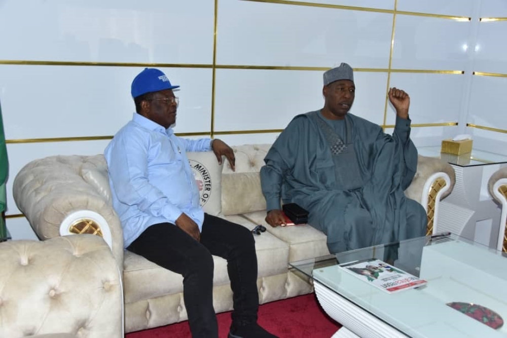 GOVERNOR  ZULUM  PAYS A COURTESY CALL TO THE HON. MINISTER OF WORKS, SEEKS FEDERAL GOVERNMENT'S INTERVENTION ON ROAD INFRASTRUCTURE IN BORNO STATE