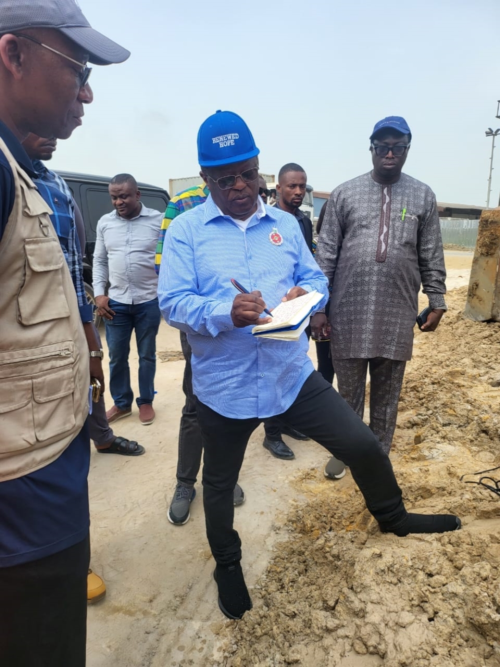 Works Minister, His Excellency Sen. Engr Nweze David Umahi arriving in Nigeria from Cotonou, Benin Republic where he chaired a Steering Committee on the construction of Lagos- Abidjan Highway Corridor Development Project on 15th December,2023,